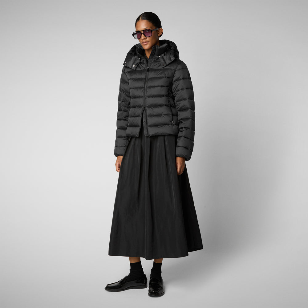 Save the duck PIUMINO ANIMAL FREE CON CAPPUCCIO DONNA ERI NERO Offerta speciale