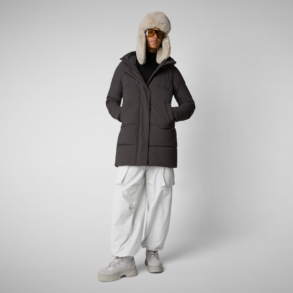Save the duck PARKA DONNA CON CAPPUCCIO BETHANY BROWN NERO Flash Sale
