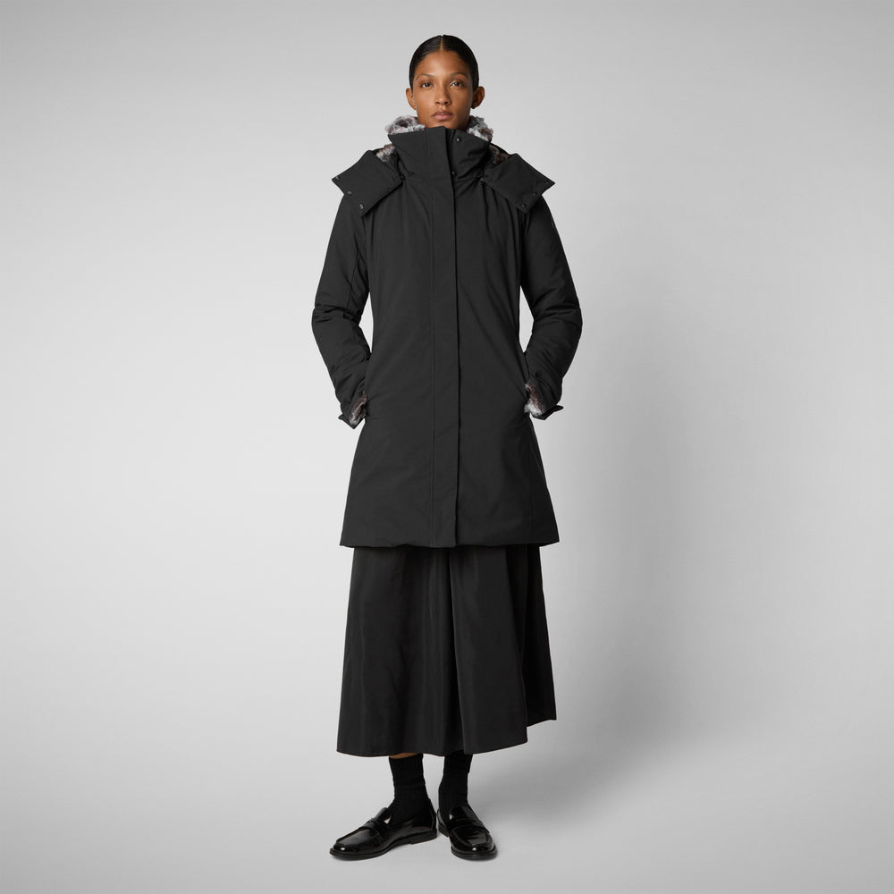 Save the duck PARKA DONNA CON CAPPUCCIO SAMANTAH NERO Offerta esclusiva