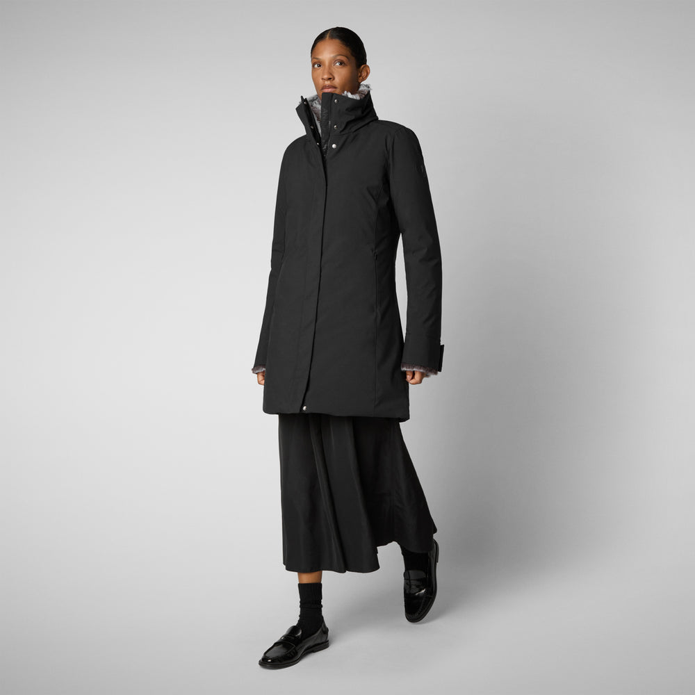 Save the duck PARKA DONNA CON CAPPUCCIO SAMANTAH NERO Offerta esclusiva