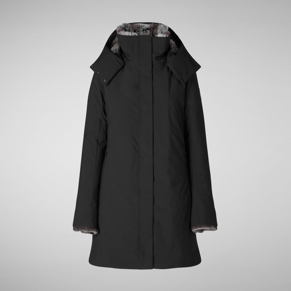Save the duck PARKA DONNA CON CAPPUCCIO SAMANTAH NERO Offerta esclusiva