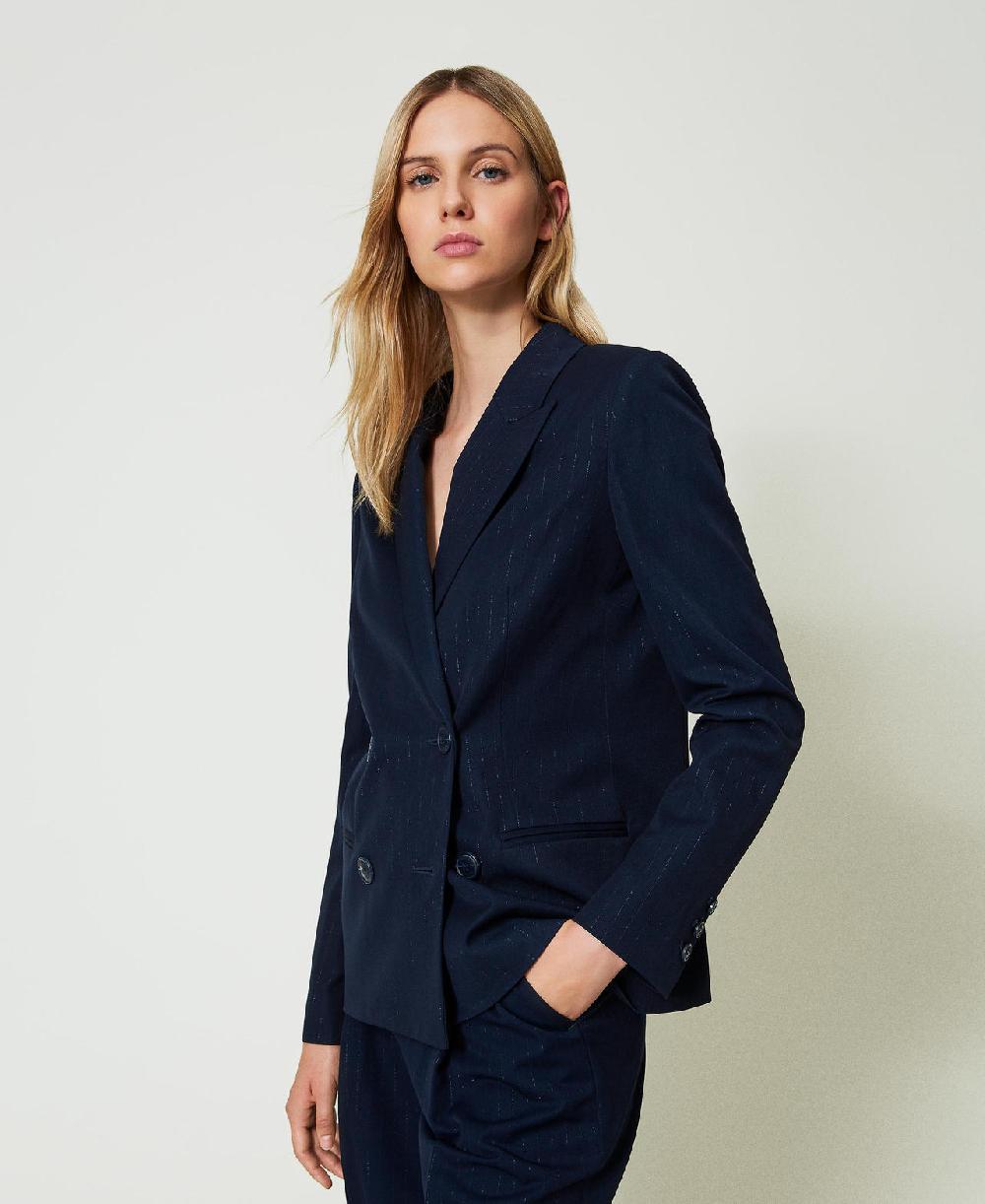 Scee by twin set Giacca blazer gessata lurex Online