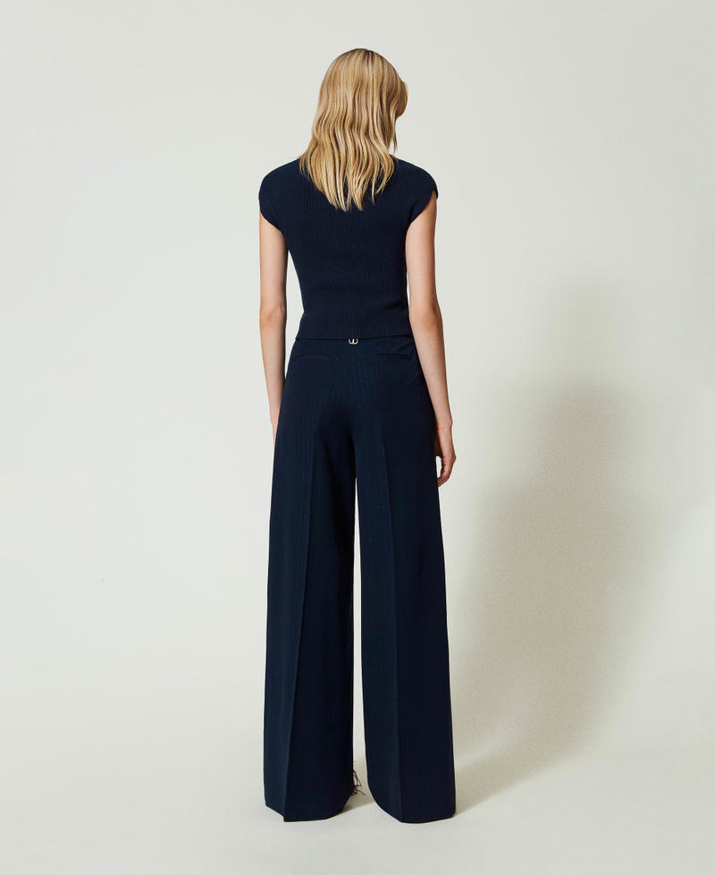 Scee by twin set Pantaloni wide leg gessati lurex In Vendita