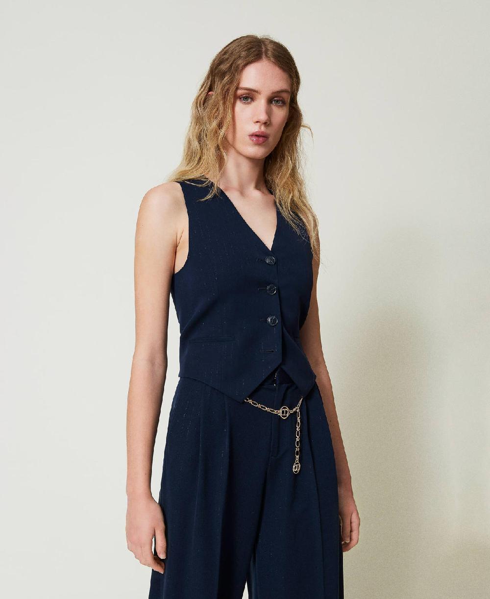 Scee by twin set Gilet fitted gessato lurex Saldi