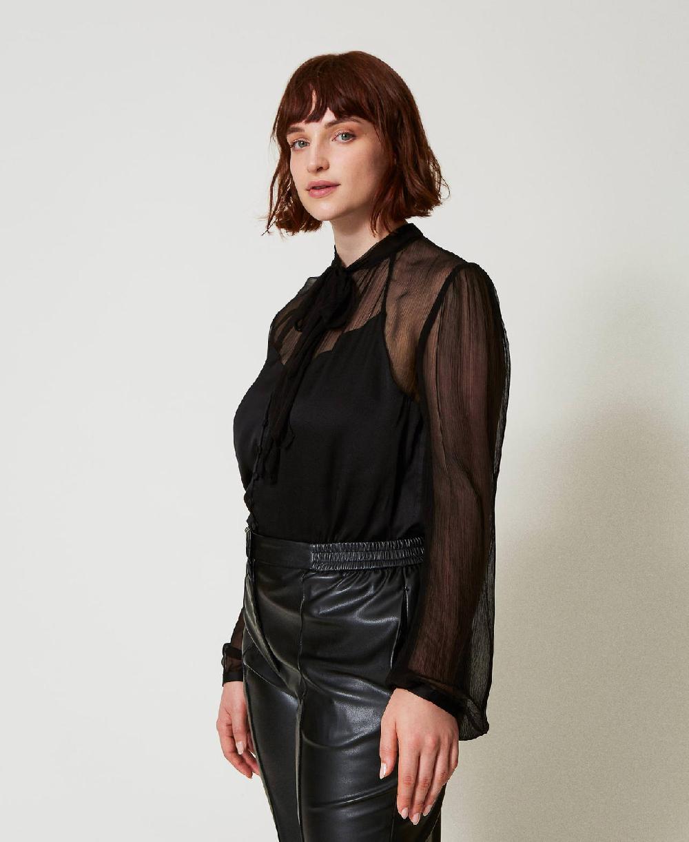 Scee by twin set Camicia in raso e chiffon Offerte