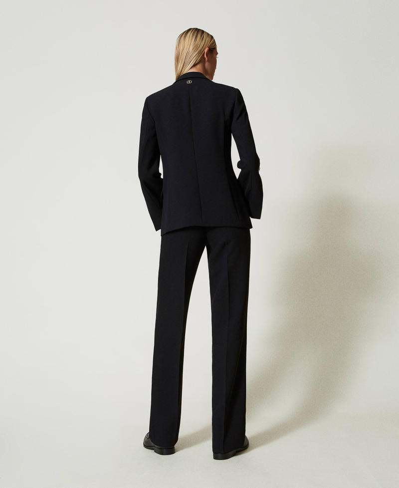 Scee by twin set Pantaloni straight leg in crêpe cady Vendita Calda