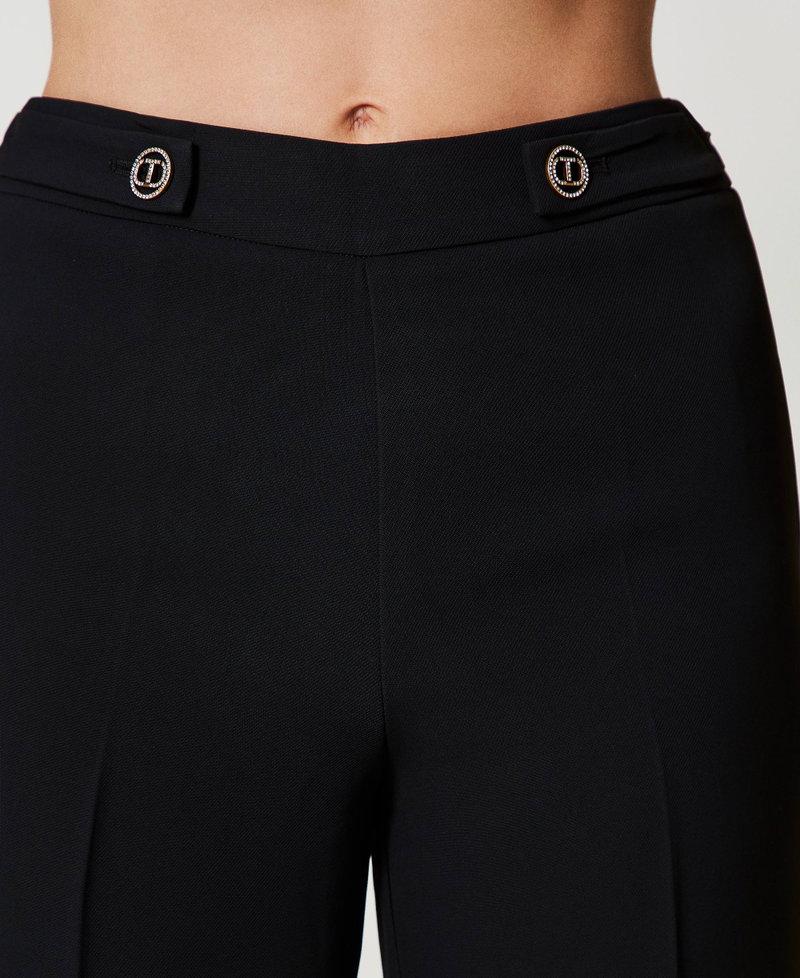 Scee by twin set Pantaloni straight leg in crêpe cady Vendita Calda