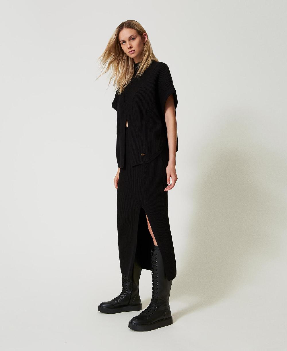 Scee by twin set Gonna longuette in maglia a costine Vendita Economica