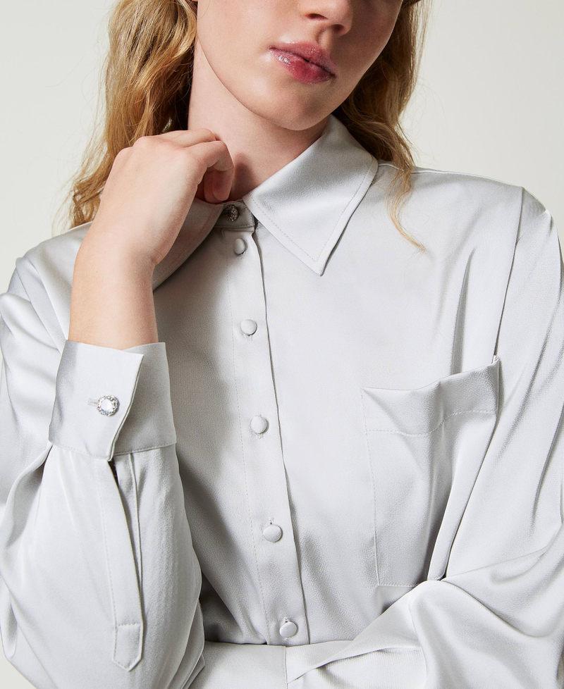 Scee by twin set Camicia in raso con bottone gioiello Vendite Flash