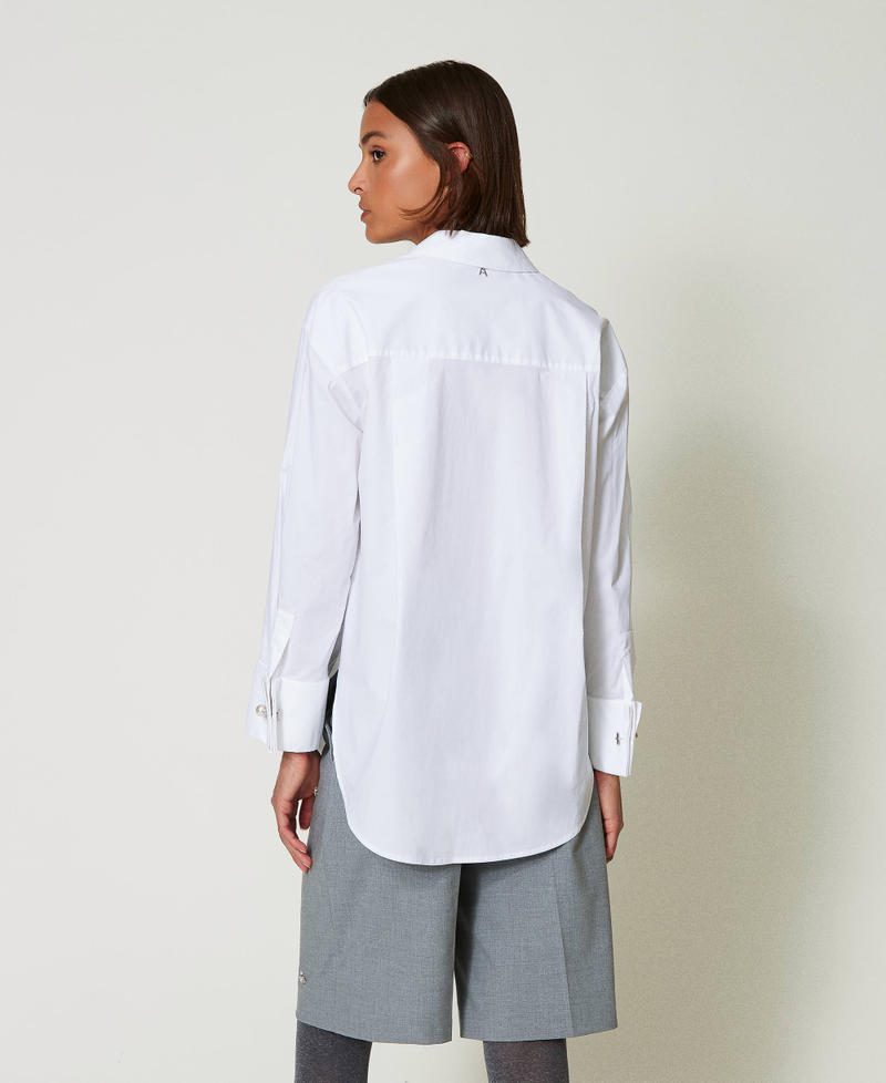 Scee by twin set Camicia over in popeline con ricami Moda