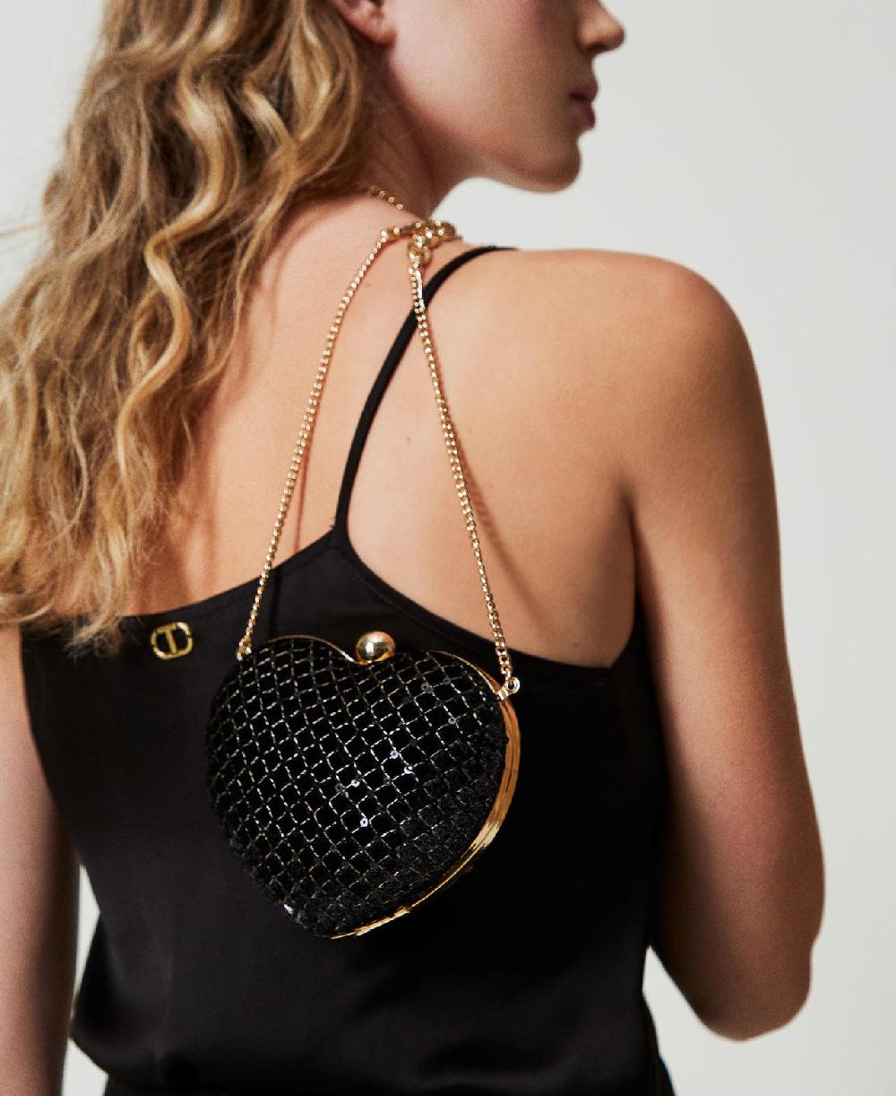 Scee by twin set Clutch 'Coup de coeur' in velluto ricamato