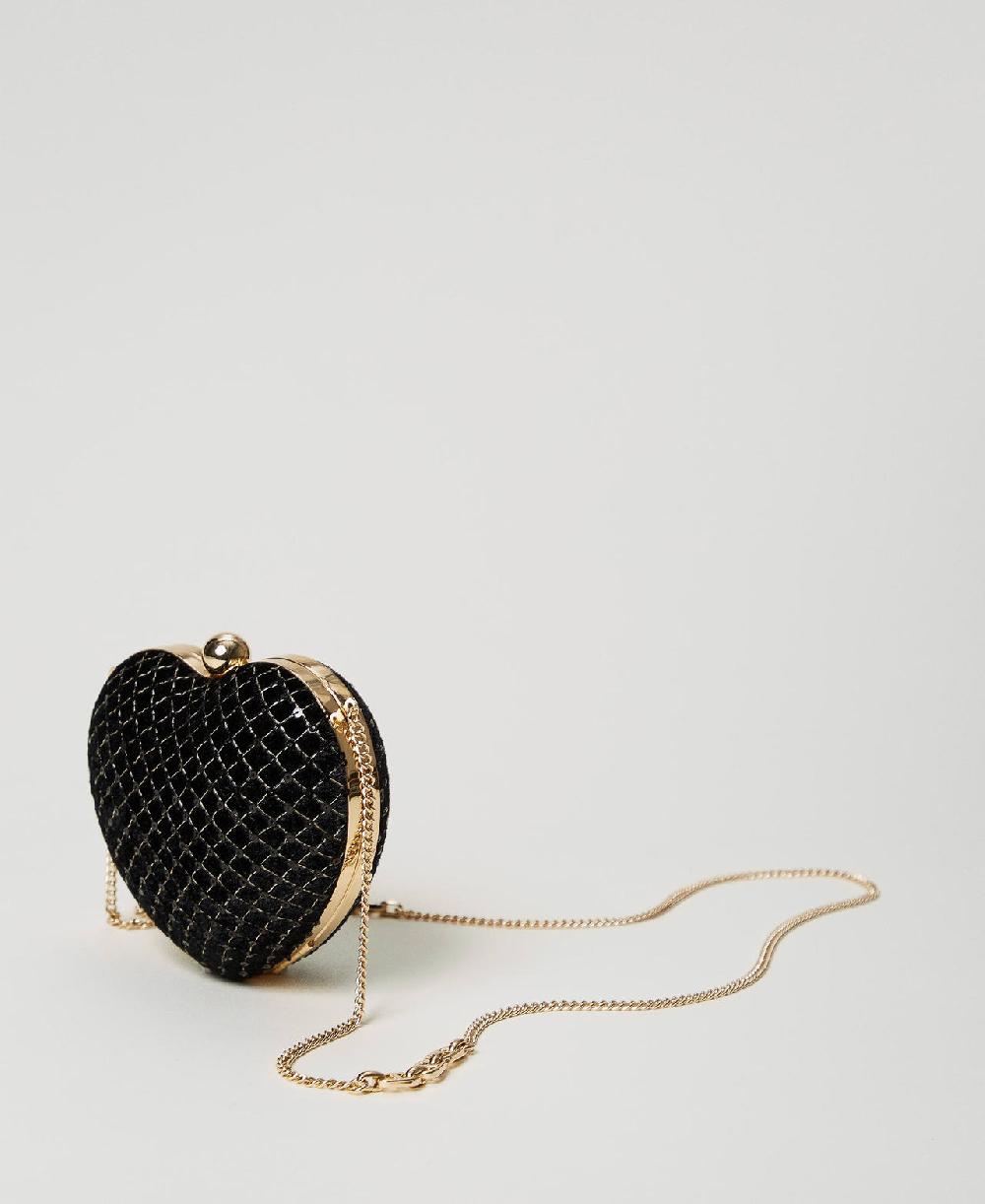 Scee by twin set Clutch 'Coup de coeur' in velluto ricamato Nuovo