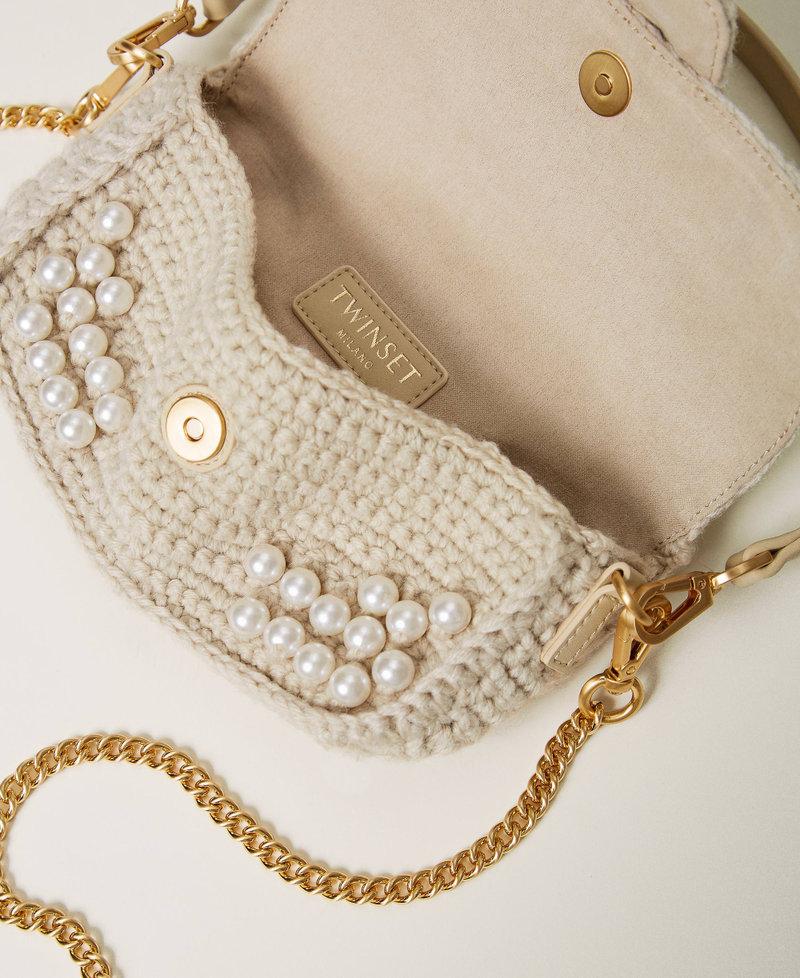Scee by twin set Borsa a tracolla 'Amie' piccola crochet con perle Consegna Veloce