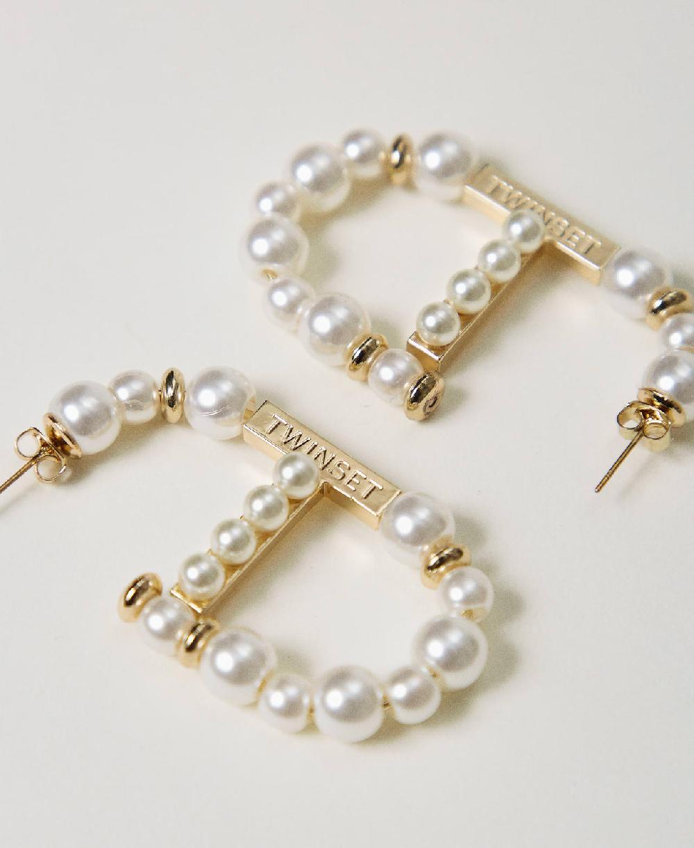 Scee by twin set Orecchini Oval T con perle Hotsell