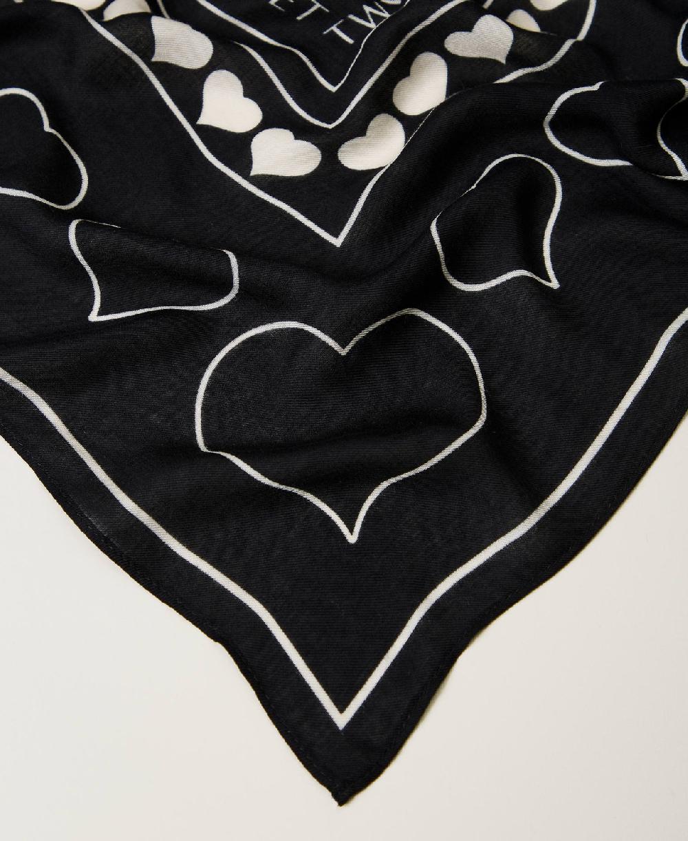 Scee by twin set Kefiah con stampa logo e cuori Vendita Calda