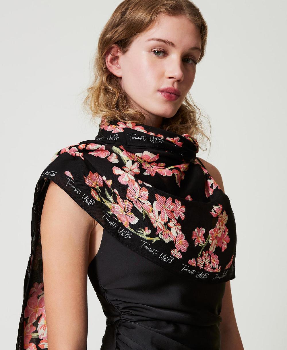 Scee by twin set Kefiah con stampa a fiori
