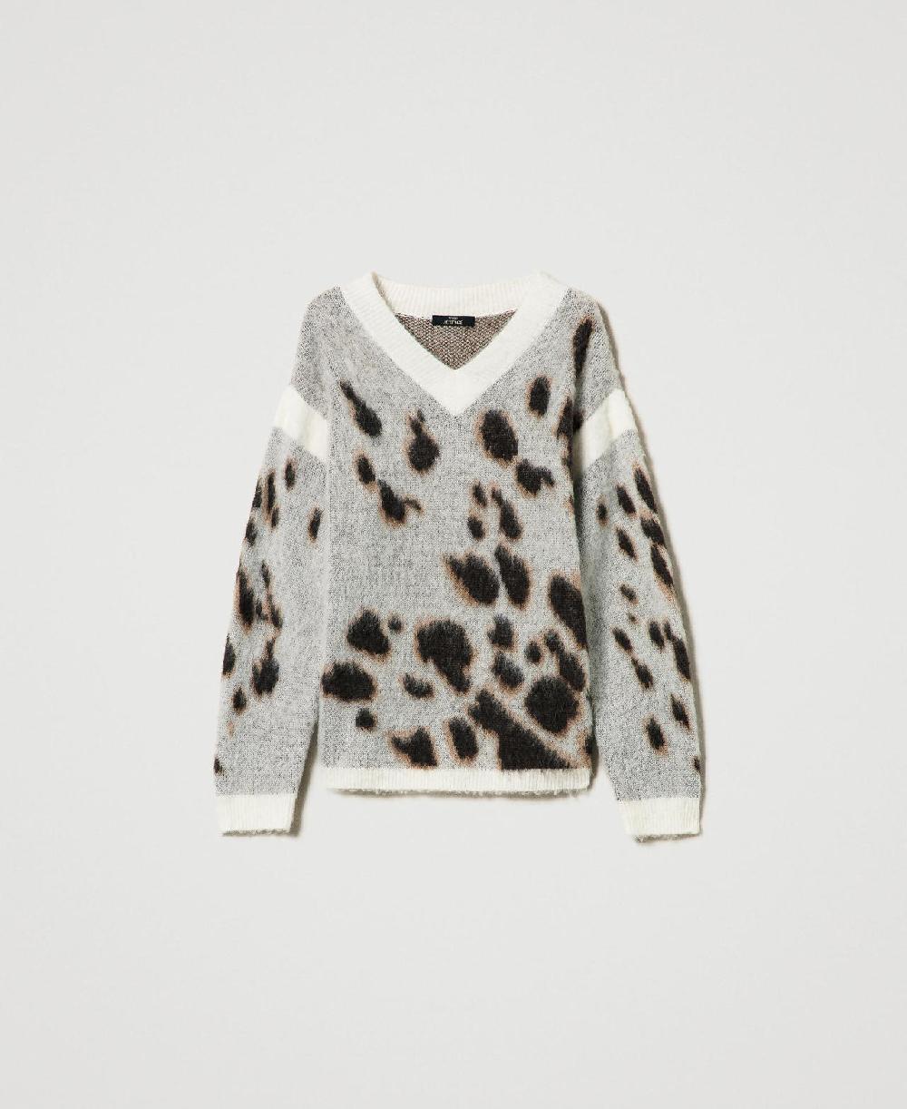 Scee by twin set Maglia jacquard animalier in misto lana
