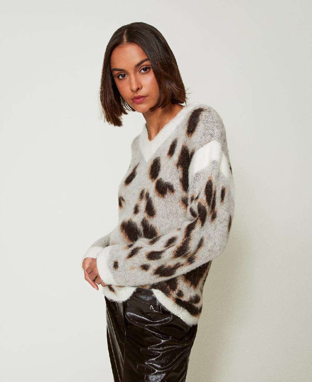Scee by twin set Maglia jacquard animalier in misto lana 2025