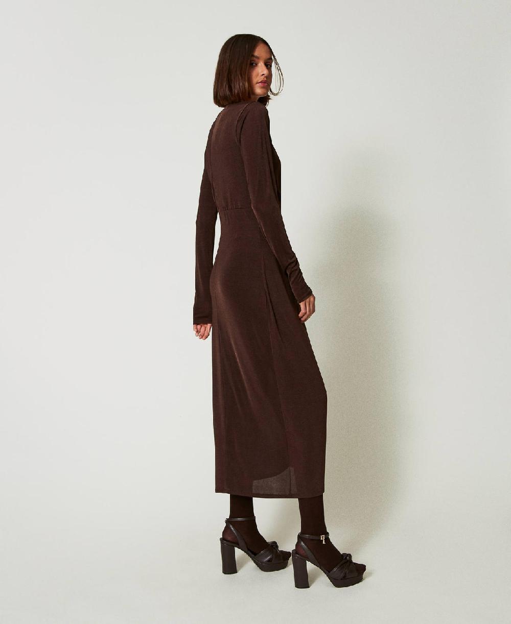 Scee by twin set Abito lungo in jersey con drappeggio laterale Italia