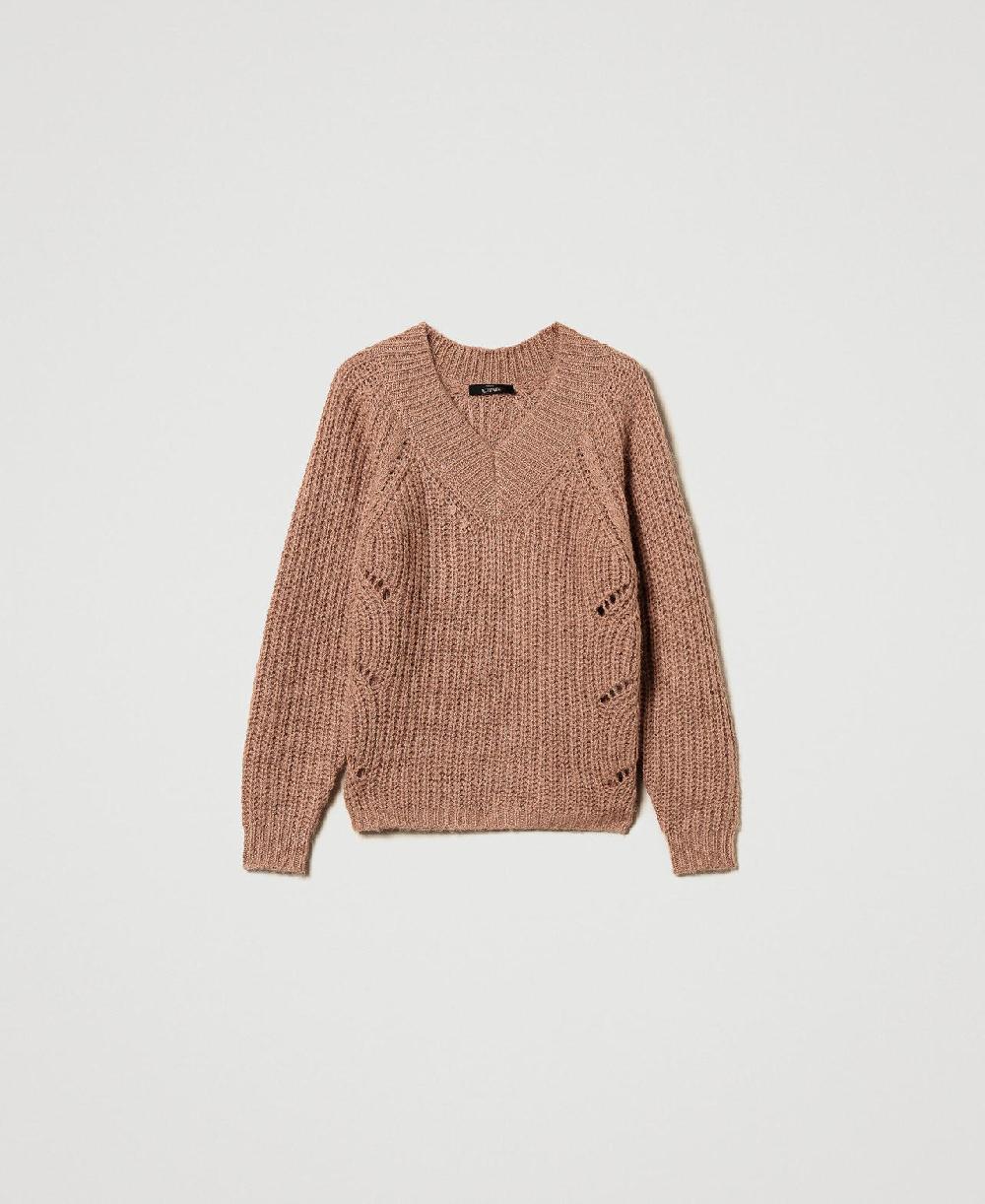 Scee by twin set Maglia a coste con trecce