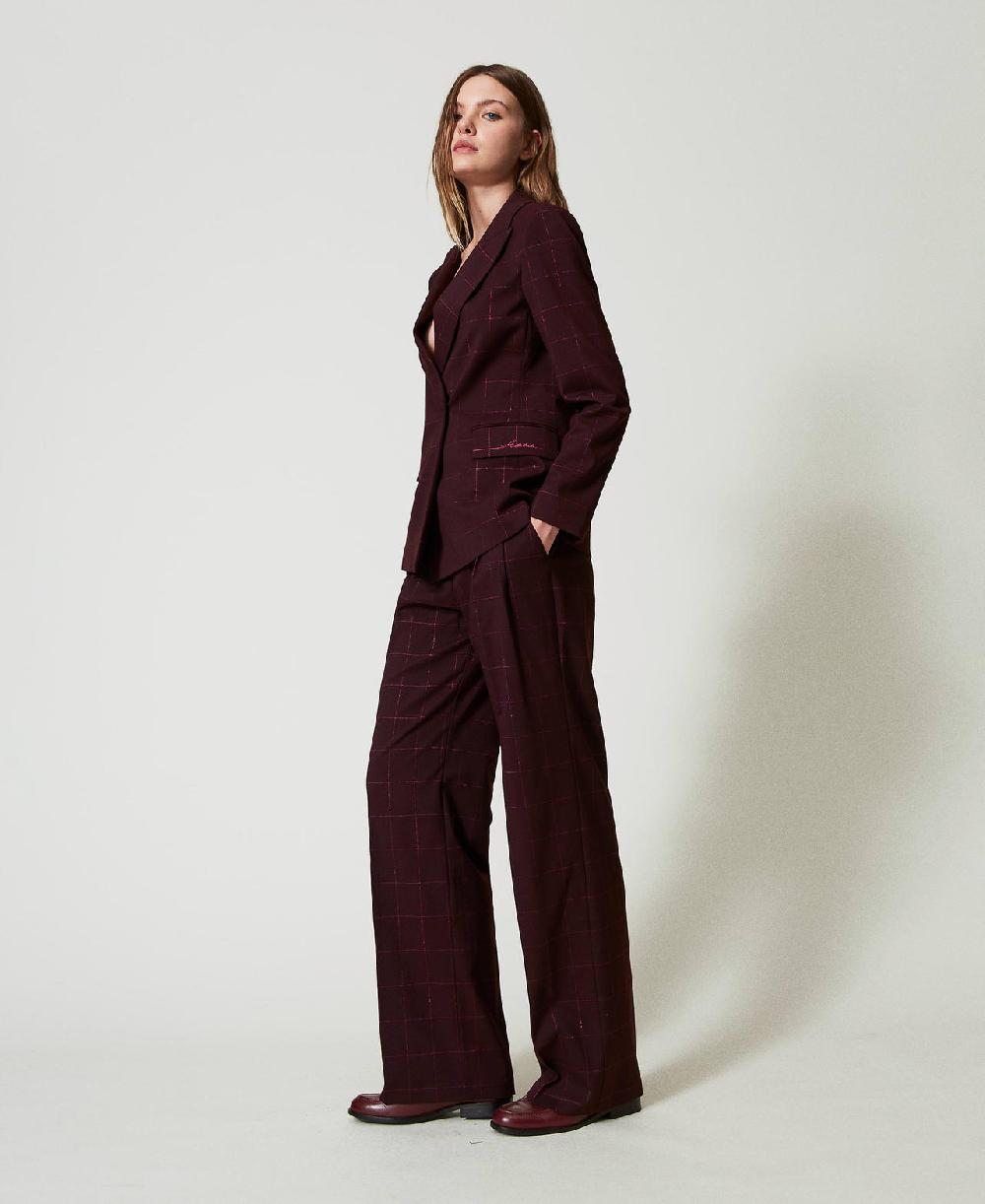 Scee by twin set Pantaloni a palazzo check con lurex Promozione