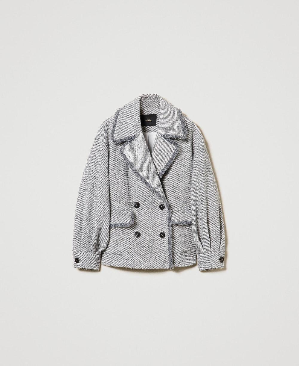 Scee by twin set Caban doppiopetto in panno bicolor Negozi Online
