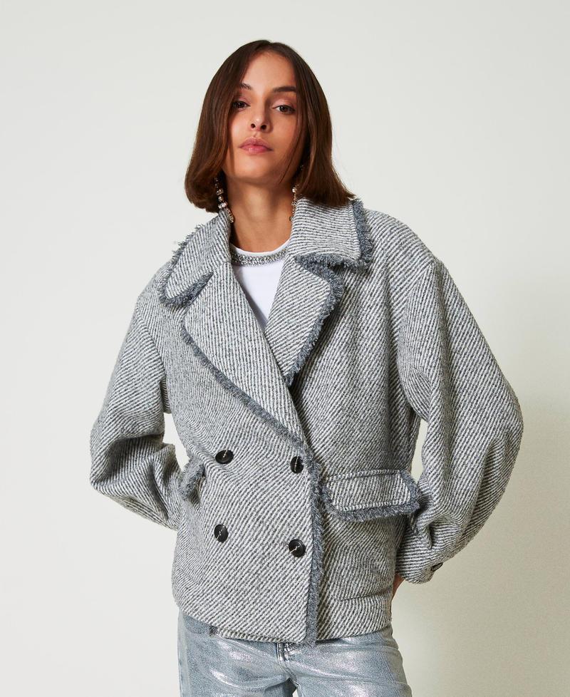 Scee by twin set Caban doppiopetto in panno bicolor Negozi Online