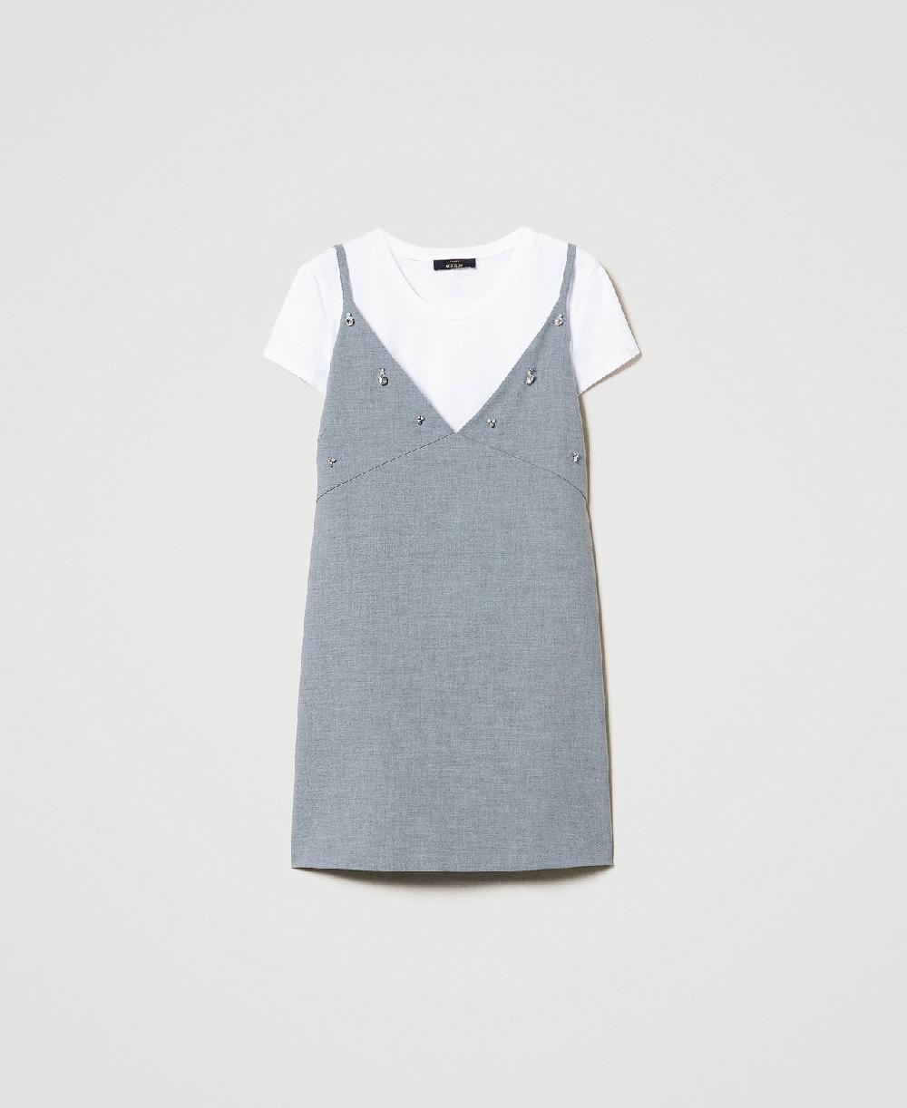 Scee by twin set Abito corto con ricami e T-shirt