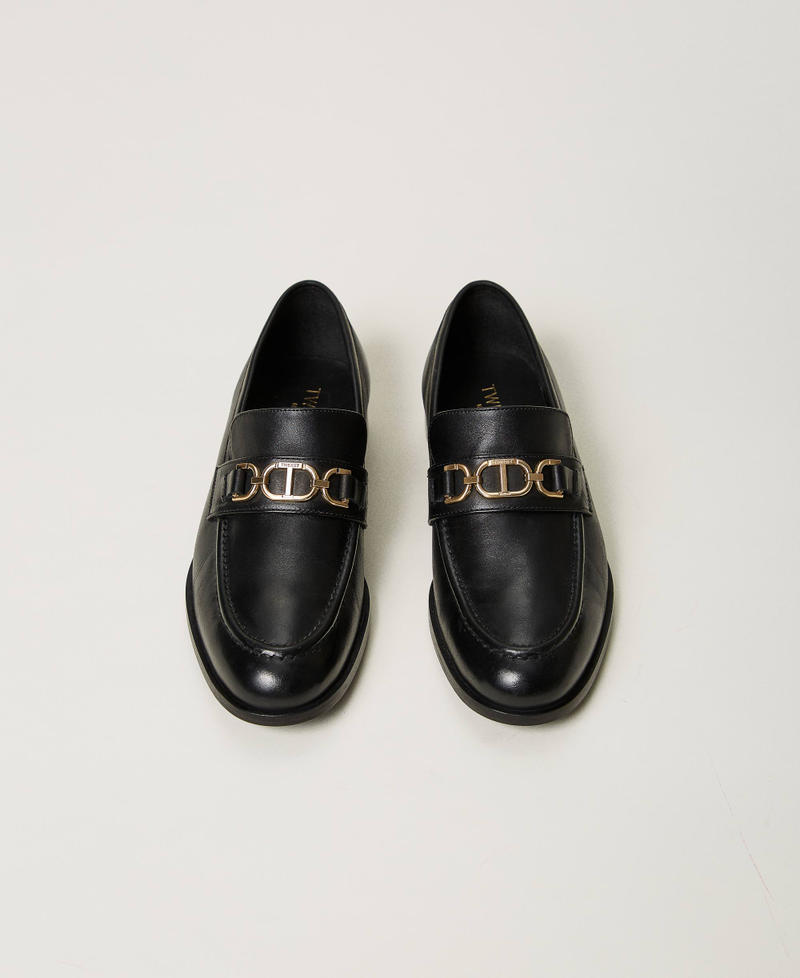 Scee by twin set Mocassini in pelle con morsetto Oval T Consegna Veloce