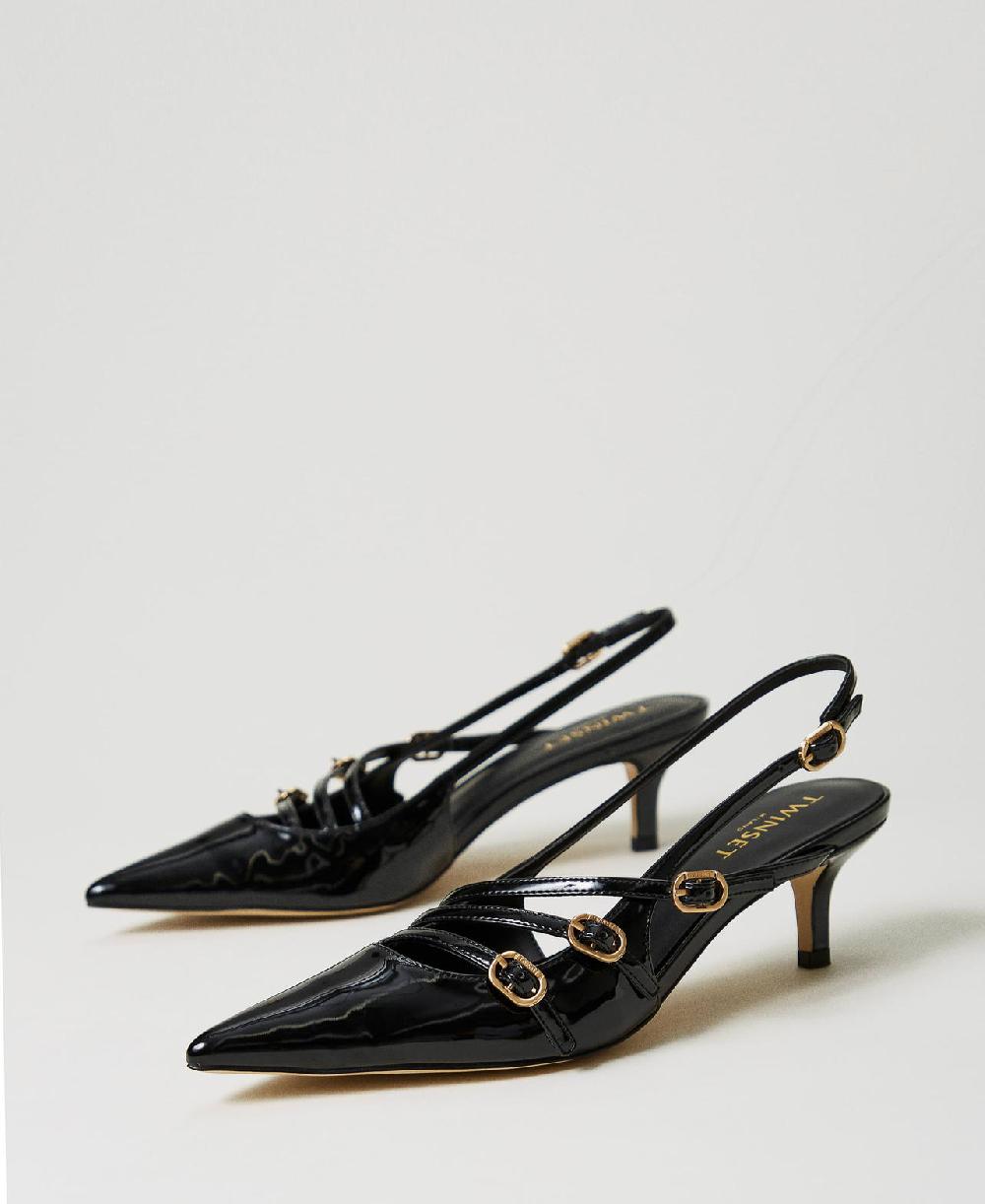 Scee by twin set Décolleté sling back in vernice con cinturini Fino Al -60%