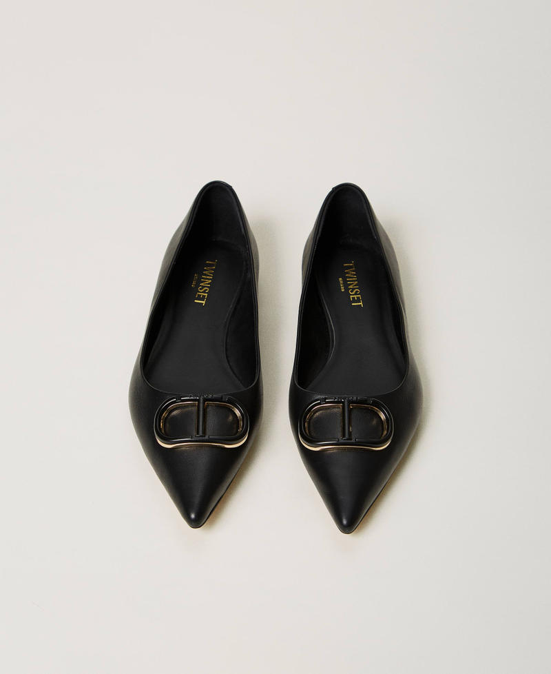 Scee by twin set Ballerine in pelle con Oval T Spedizione gratuita