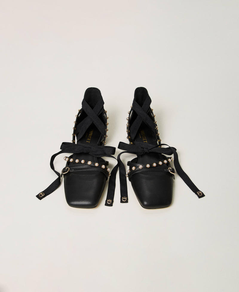 Scee by twin set Ballerine con perle e nastri Presa