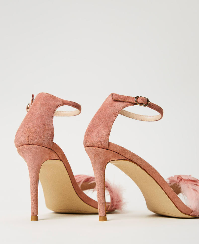Scee by twin set Sandali in pelle con piume Economico
