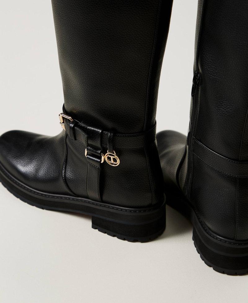 Scee by twin set Stivali biker in pelle con Oval T Hotsell