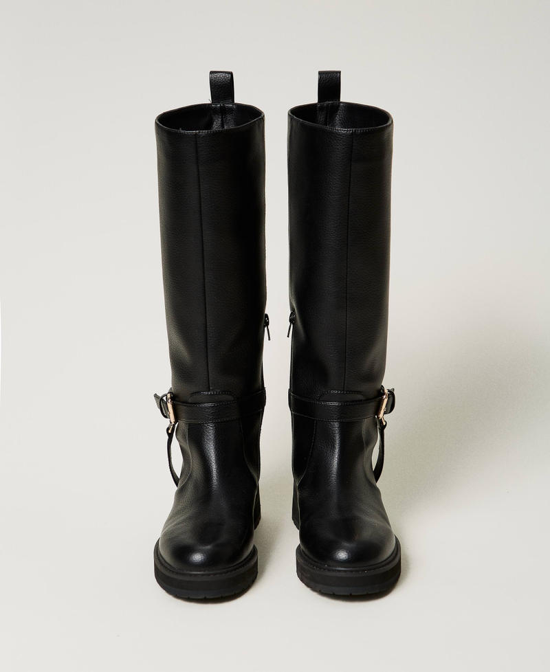 Scee by twin set Stivali biker in pelle con Oval T Hotsell