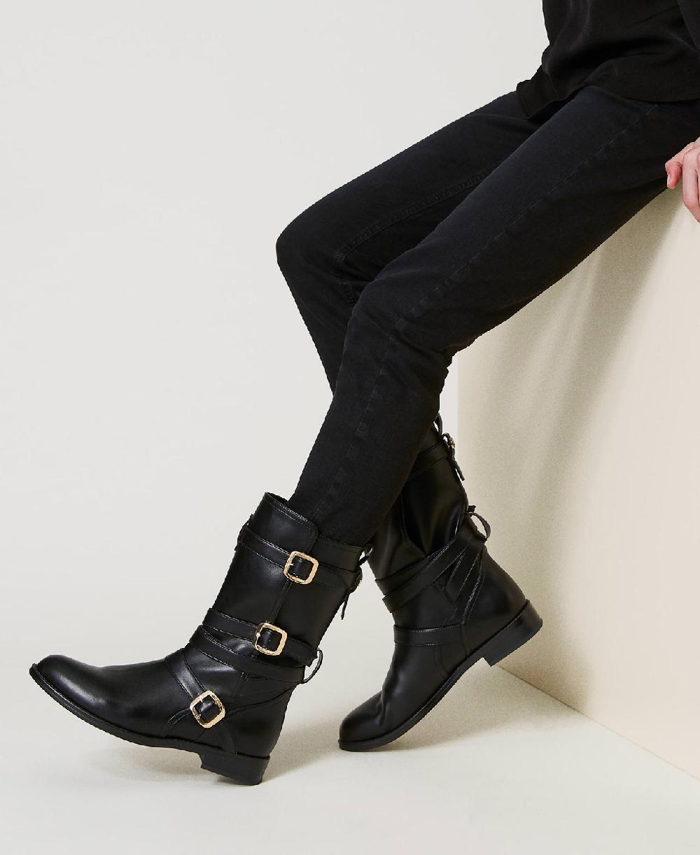 Scee by twin set Stivali biker con cinturini Vendita Calda