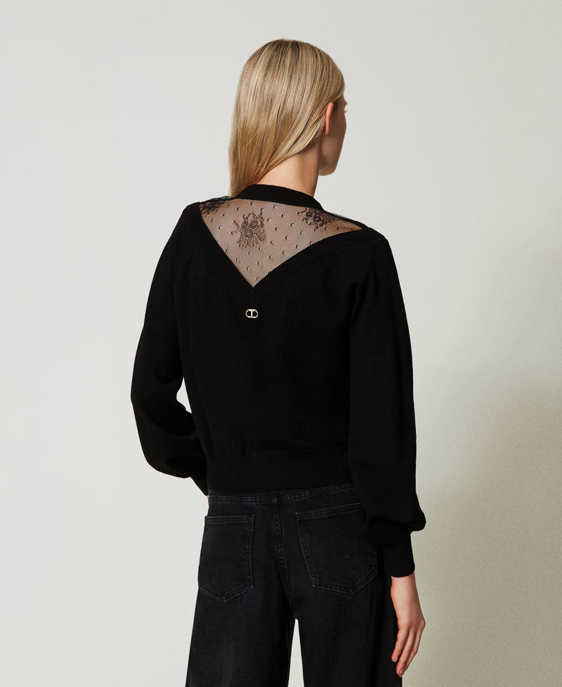 Scee by twin set Maglia con pizzo e fiocco Nuova
