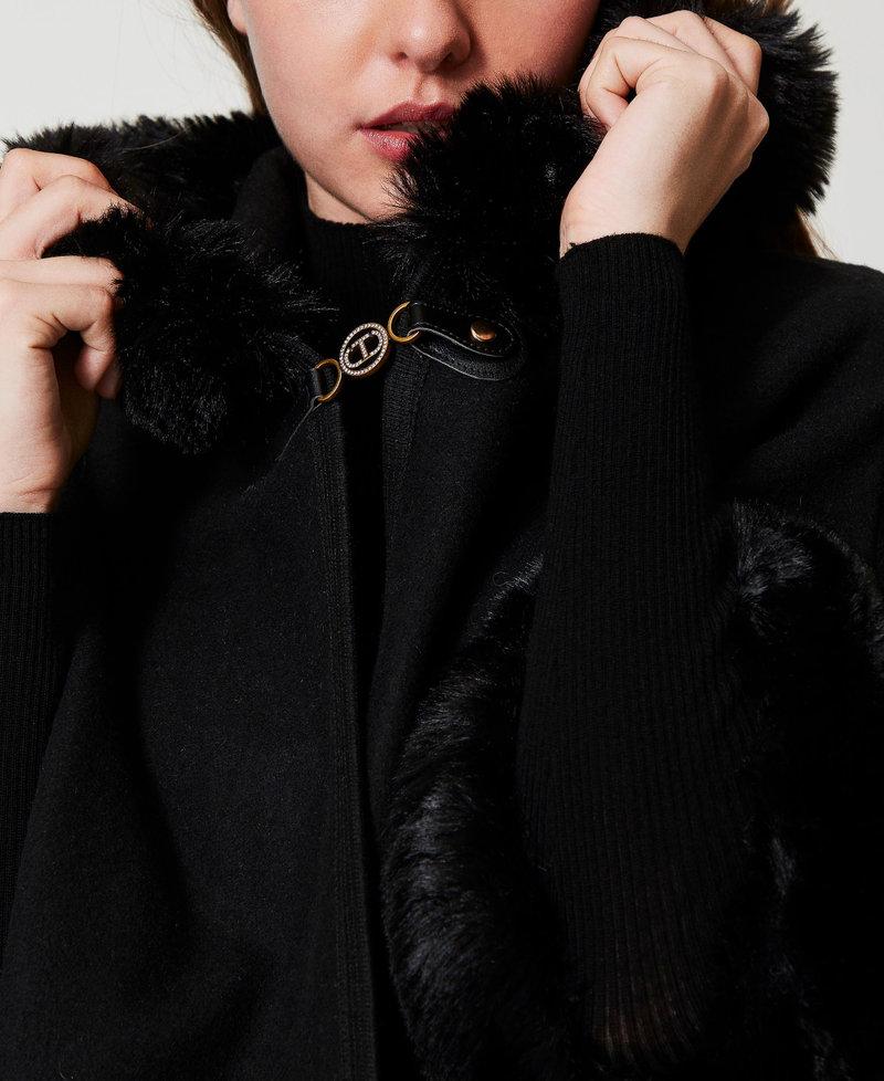 Scee by twin set Poncho in panno e faux fur In Linea