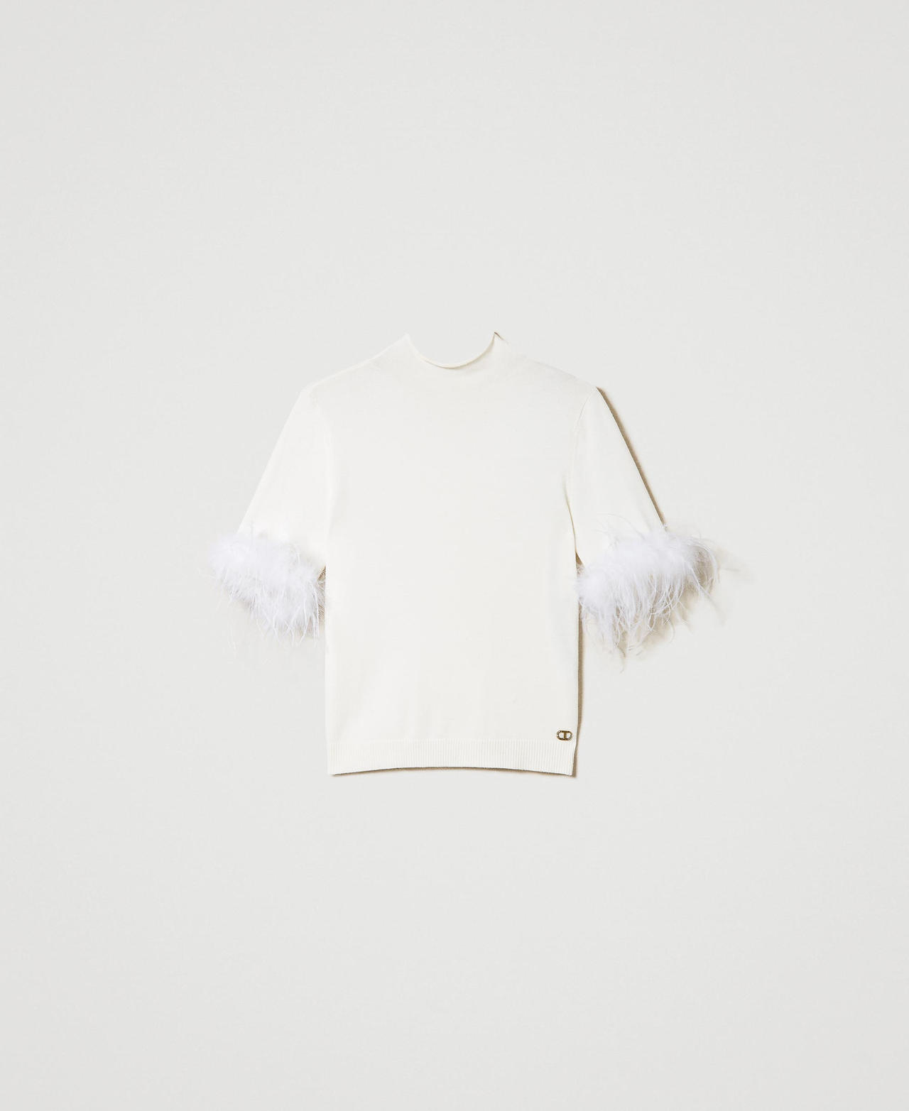 Scee by twin set Maglia lupetto con piume