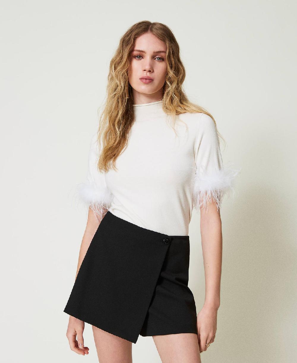 Scee by twin set Maglia lupetto con piume Promozione