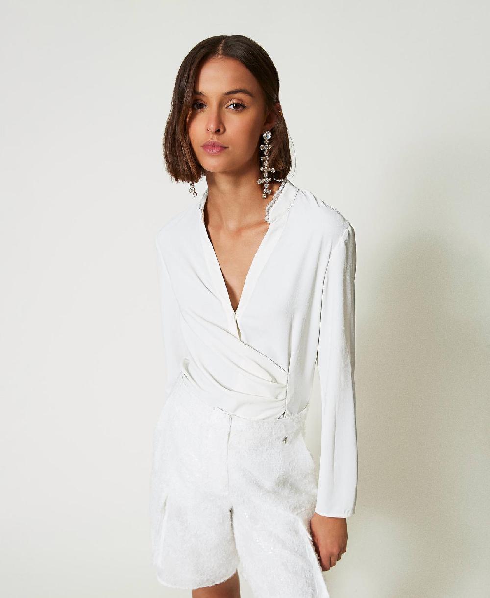 Scee by twin set Blusa in crêpe de Chine riciclato Spedizione Gratuita