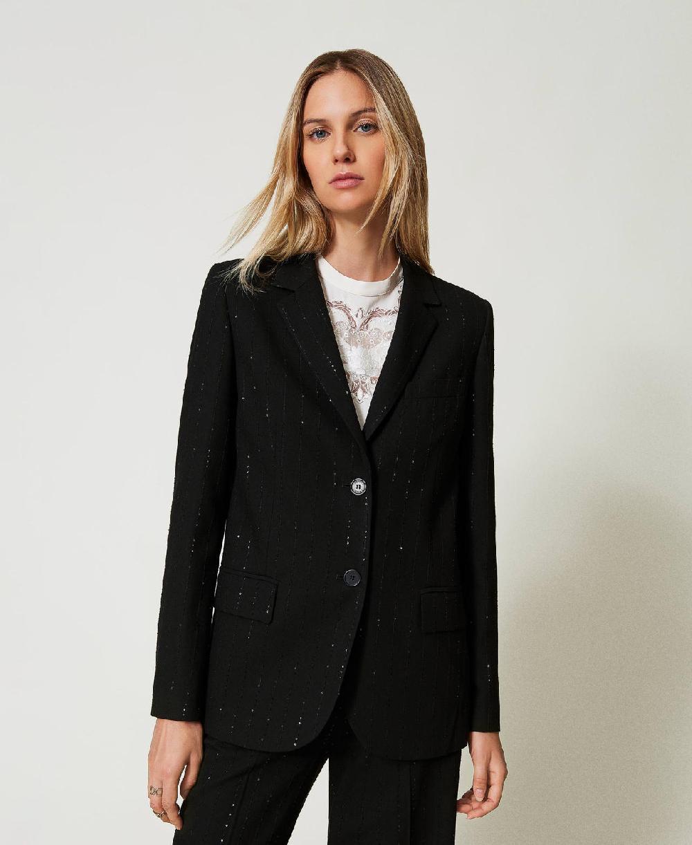 Scee by twin set Giacca blazer in panno con paillettes Pezzi Unici
