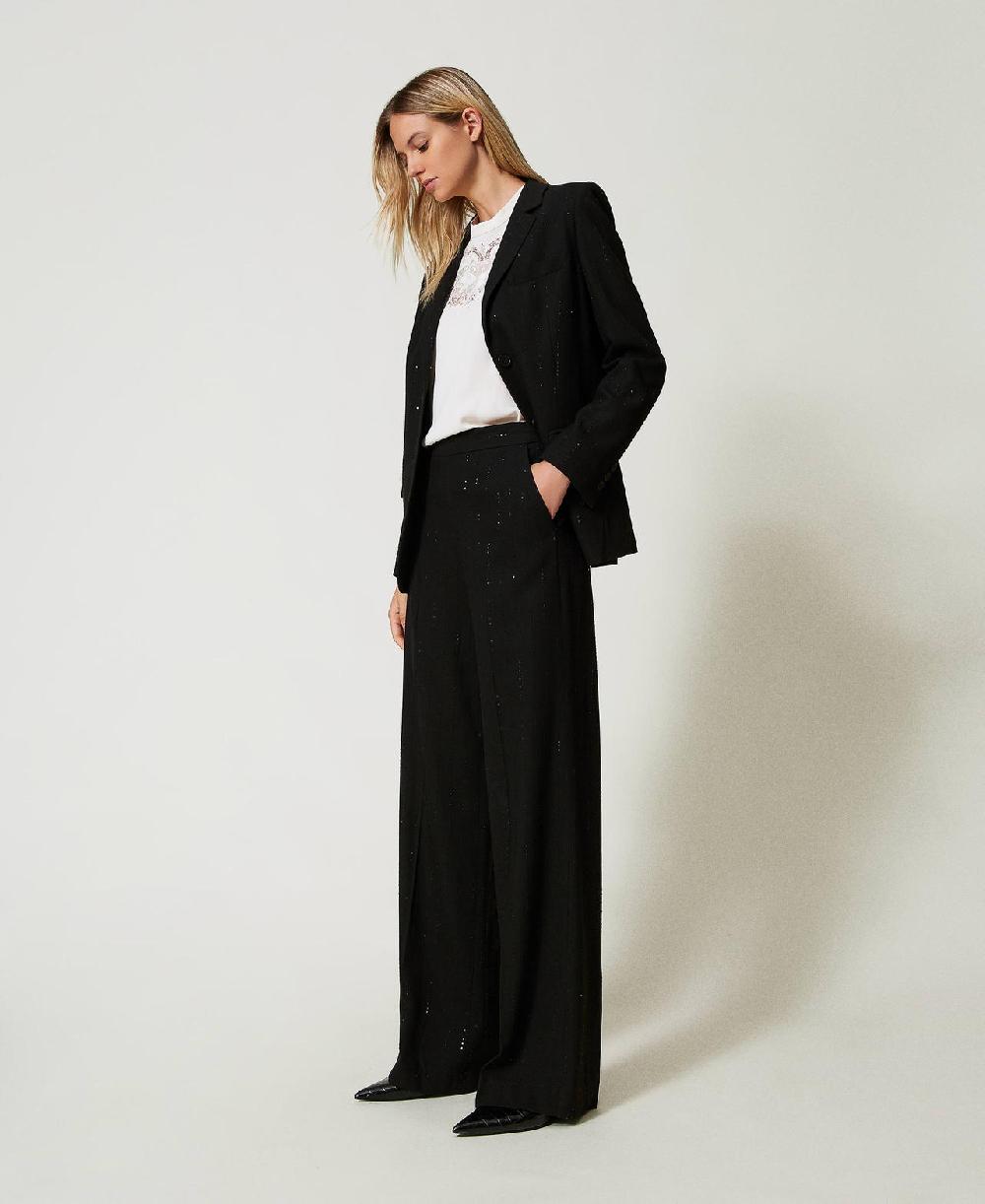 Scee by twin set Pantaloni in panno con paillettes Soddisfazione Garantita