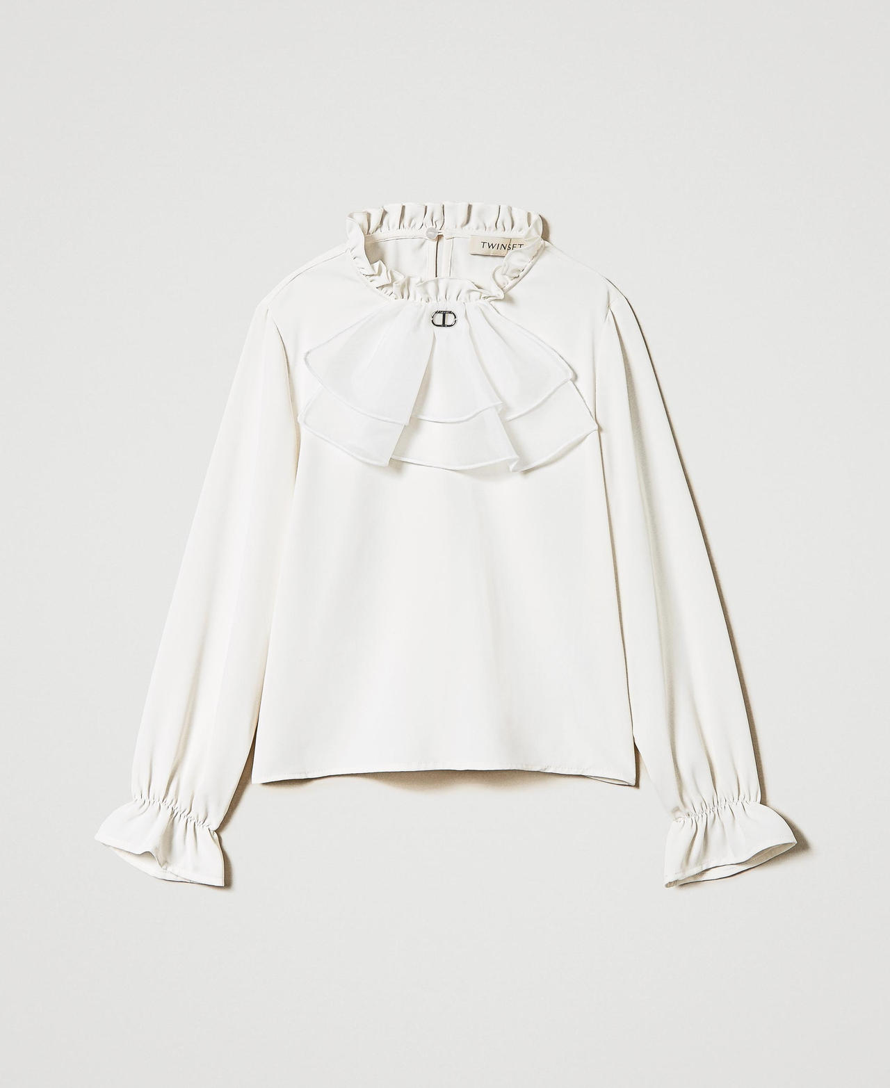 Scee by twin set Blusa in crêpe de Chine con jabot
