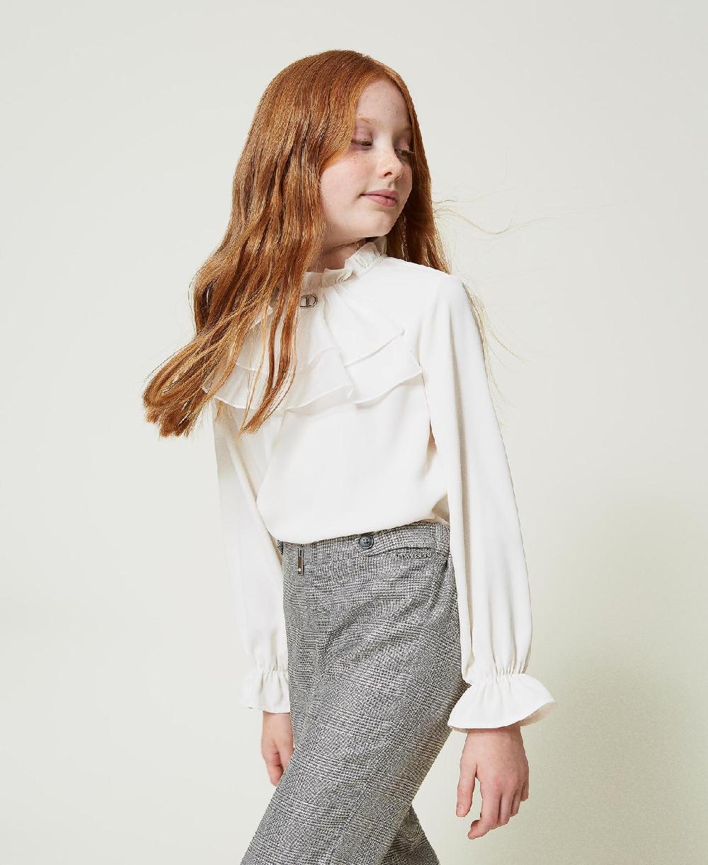Scee by twin set Blusa in crêpe de Chine con jabot Shopping Online