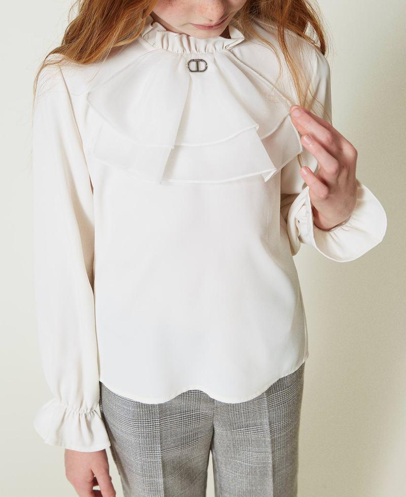 Scee by twin set Blusa in crêpe de Chine con jabot Shopping Online