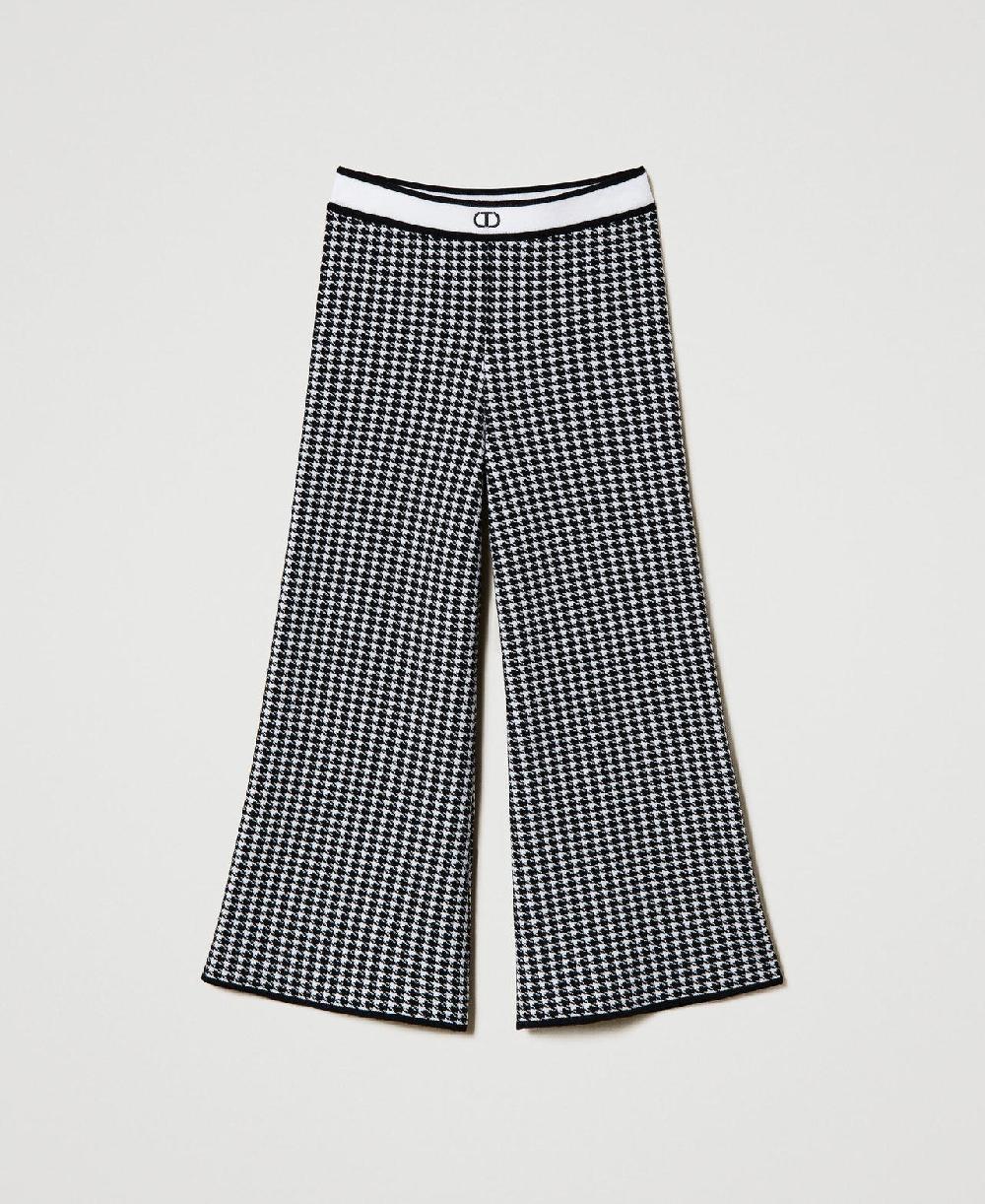 Scee by twin set Pantaloni in maglia jacquard pied de poule