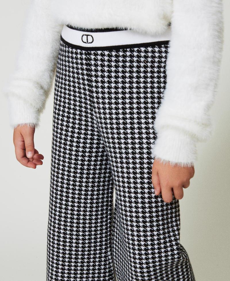 Scee by twin set Pantaloni in maglia jacquard pied de poule Ritorno libero
