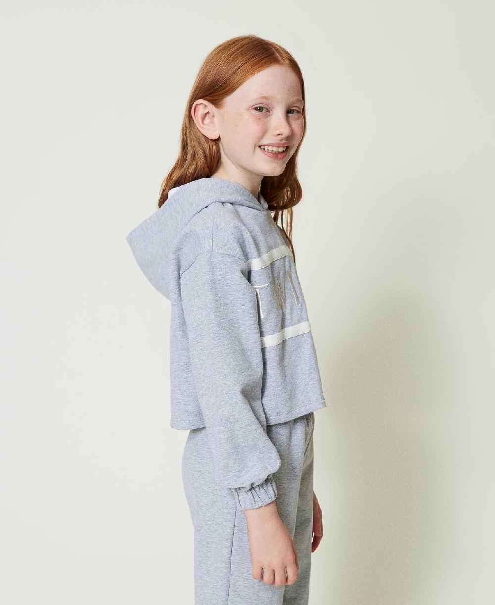 Scee by twin set Felpa cropped con logo ricamato Sottocosto