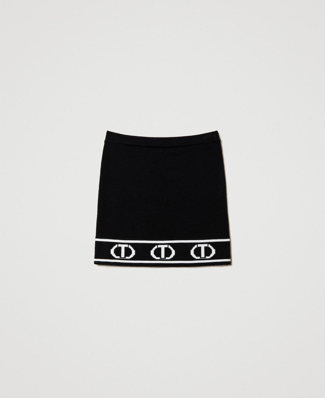 Scee by twin set Gonna corta in maglia con Oval T jacquard